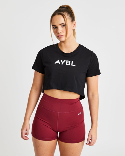 AYBL Crop T Shirt Czarne | 964587-YGC