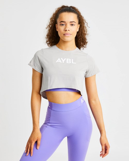 AYBL Crop T Shirt Szare | 745168-JUS