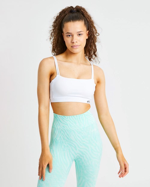 AYBL Essential Bandeau Sports Bra Białe | 280571-GAK