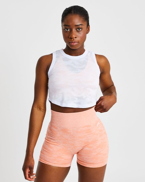 AYBL Evolve Camo Crop Vest Białe | 689145-YFQ