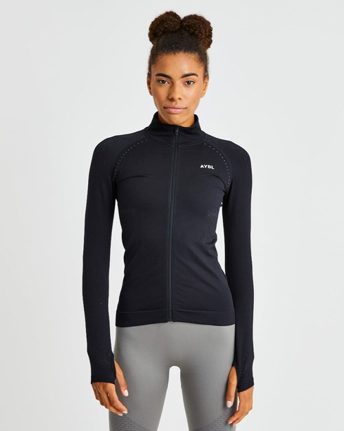 AYBL Ignite Seamless Zip Jacket Czarne | 138054-WRD