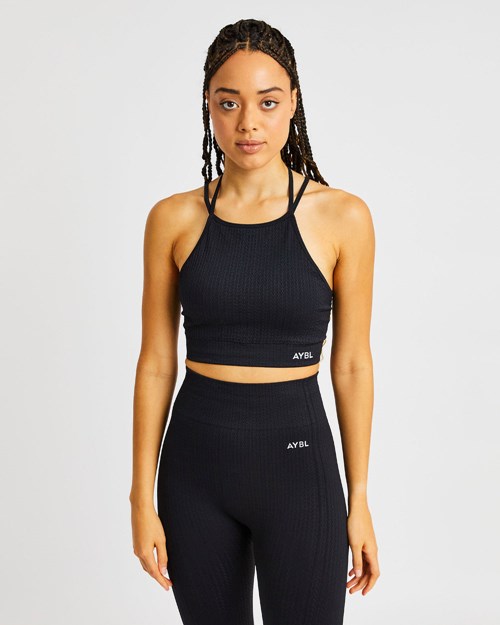 AYBL Luxe Seamless Crop Tank Top Czarne | 968502-NFJ