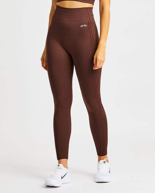 AYBL Luxe Seamless Leggings Brązowe | 914873-SAI