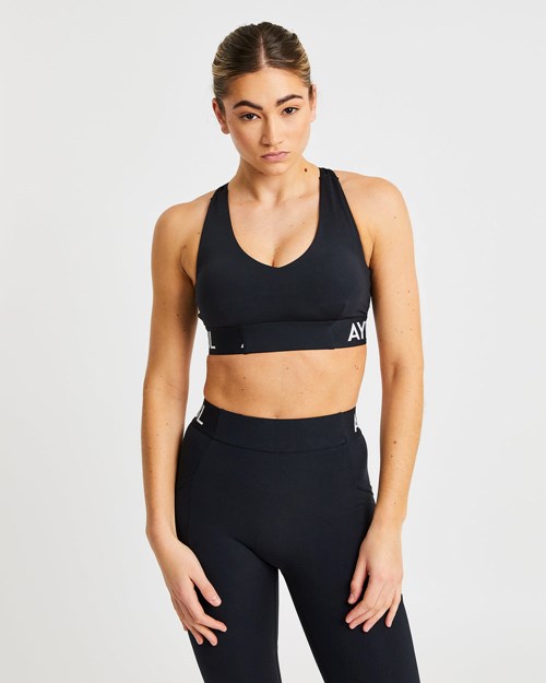 AYBL Treningowe Sports Bra Czarne | 328150-YKF