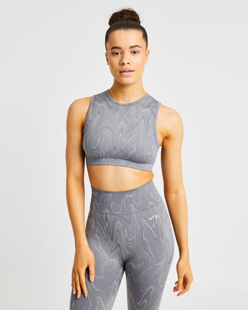 AYBL Velocity Seamless Crop Vest Szare | 273190-IBO