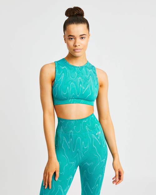 AYBL Velocity Seamless Crop Vest Turkusowe | 901387-XEU